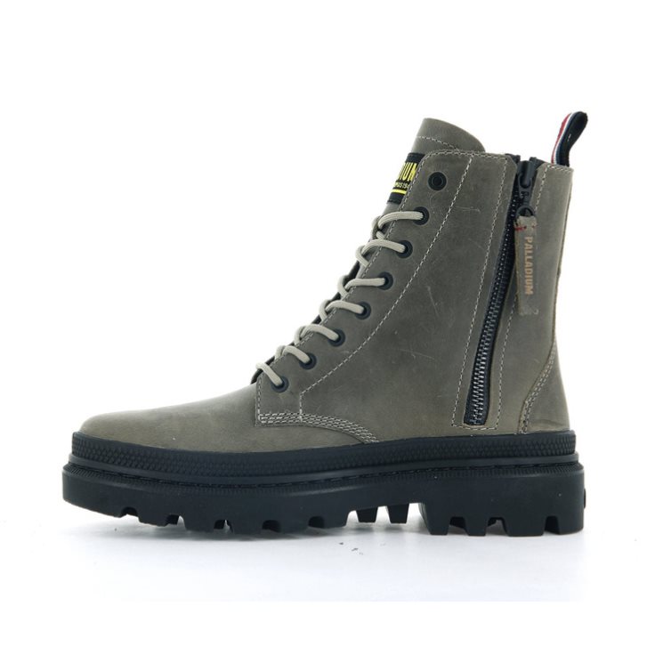 Palladium Pallatrooper Off-3 Women's Boots Olive | UK K671-AUG